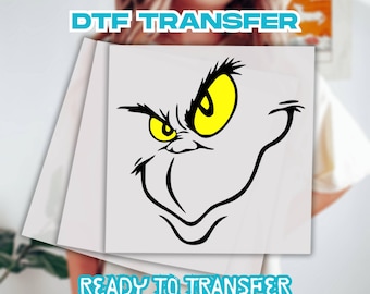 Grinch Faces Dtf, Christmas Ready to press, dtf transfer, Xmas heat transfer, Grinch Christmas Transfers