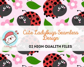 Ladybug Seamless Pattern: Hand-Drawn Design, Fabric & Decor (Digital Download)