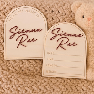Personalized Baby Name Sign for Hospital, Custom Newborn Name Wood Sign, Hello My Name Is Birth Announcement Sign, 3D Birth Stat Baby
