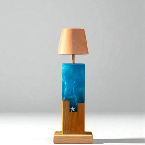 Epoxy Wood Lamp, Handmade Table Lamp, Gift for Him or Her, Nightstand Lamp