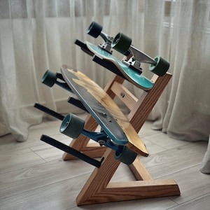 Handcrafted Multiple Vertical Skate Rack and Longboard Hanger - Skateboard Storage Stand Gift For Him