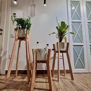 Handmade Solid Hardwood Indoor Plant Stands Set of 3 - Farmhouse Modern Style