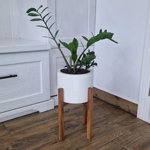 Handmade Solid Hardwood Indoor Plant Stand in Mid Century Modern Style