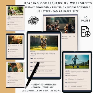 Reading Comprehension Worksheets, Stories with Questions, Reading Activities, Reading Passages, Second Grade, 2nd Grade ELA Worksheets