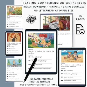 Reading Comprehension Worksheets, Stories with Questions, Reading Activities, Reading Passages, Second Grade, 2nd Grade ELA Worksheets