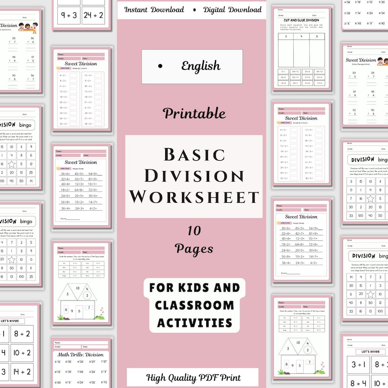Printable Basic Division Worksheets for Kids – Fun & Educational Math ...