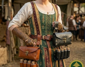 Leather Belt Pouch, Potion Vial Holder, Handmade Medieval LARP / Renaissance Faire Accessory, Fantasy Cosplay Alchemist Herbalist Kit Gift