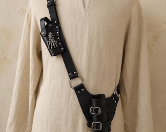 Medieval Leather Sword Holder, Medival Cosplay Scabbard, Larp Sword Belt, Renaissance Dagger Harness, Leather Harness, Cosplay Belt Scabbard