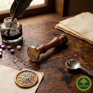 Juego de sellos de cera, kit vintage para sellar sobres y cartas con cuchara de latón para fundir cera y cuentas de vela, regalo artesanal, accesorio de papelería hecho a mano