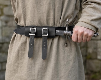 Medieval Dagger Belt Holder, Leather Knife Frog, Renaissance Fair Waist Sheath, LARP Cosplay Weapon Holster, Fantasy Costume Gear