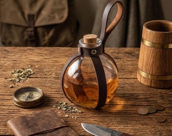 Skórzany uchwyt na butelkę z miksturą, średniowieczny dodatek do cosplayu LARP, fiolka alchemika, uprząż do pasa, renesansowy jarmark, ręcznie robiony sprzęt użytkowy