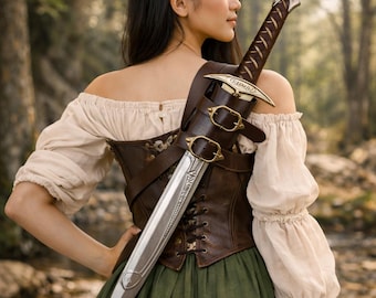 Mittelalterlicher Schwerthalter, Lederrückenhalfter, LARP Cosplay Rückenhalfter, Mittelalterlicher Lederrücken, Schwerthalter, Larp Cosplay Lederrücken