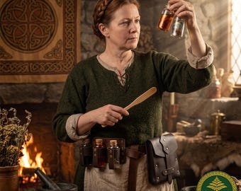 Cinto de Medicina em Couro, Bolsa Medieval e Porta-Frascos para Poções, Acessório de Fantasia para LARP, Cosplay, Equipamento Utilitário Preto, Presente para Alquimista em Feiras Renascentistas