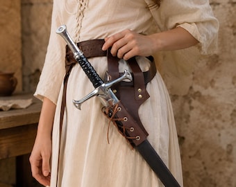 Medieval Sword Belt Holster, Medieval Cosplay Accessory, Adjustable Brown Sheath, Renaissance Faire Costume Gear, LARP Event Prop