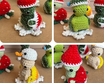 Chunky Christmas Turtle Crochet Pattern | Festive Amigurumi Set (PDF Pattern)