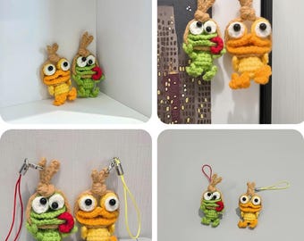 Crochet Pattern PDF - Quirky Frog and Duck Keychain, Amigurumi Weird Monster Charm Tutorial, Cute DIY Digital Download