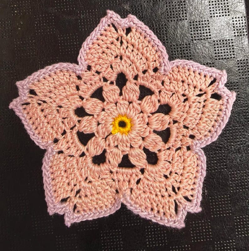 3D Flower Crochet Coaster Pattern PDF, Floral Mug Rug, Pink Blossom ...