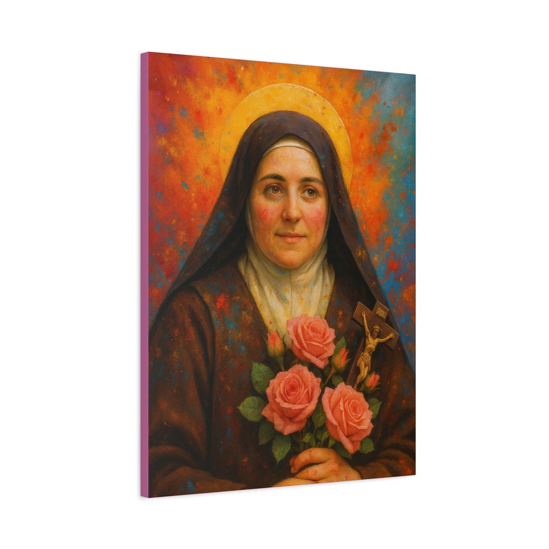 Saint Therese of Lisieux Canvas - Aqua Watercolor Little Flower Icon - Etsy