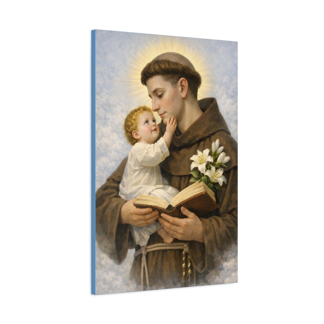 St Anthony of Padua Canvas Catholic Wall Art Child Jesus Devotional ...