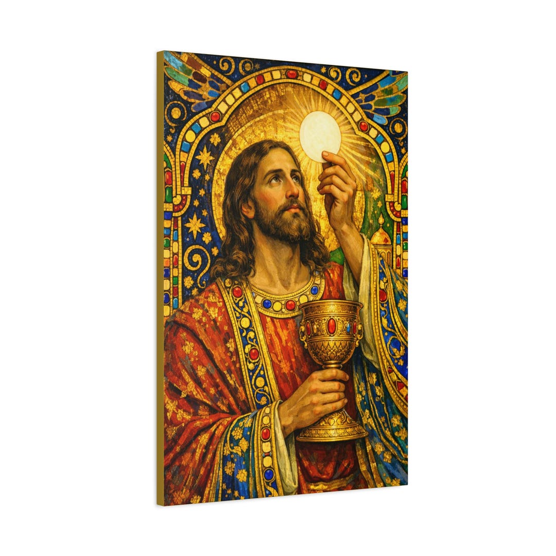 Holy Eucharist Jesus Catholic Canvas - Christ Elevating Host Art ...