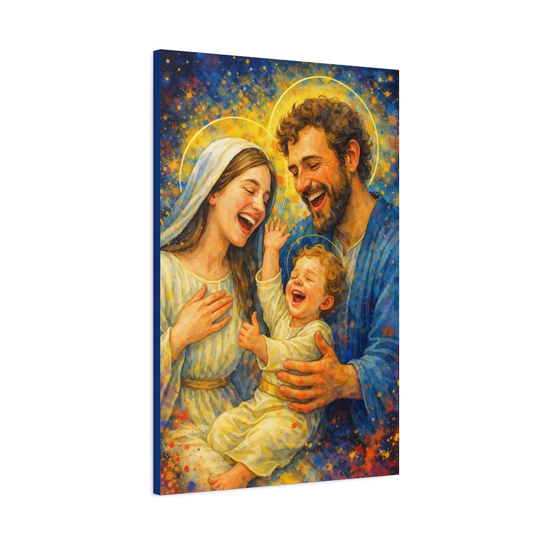 Holy Family Religious Art - Devotional Wall Art Smiling Holy Family - Etsy