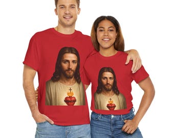 Sacred Heart of Jesus - Unisex Heavy Cotton Christian Tee (9 Colors)