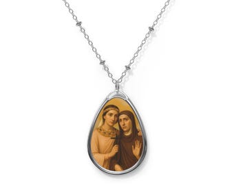 Saints Perpetua and Felicity Necklace, Early Christian Martyrs, Catholic Oval Pendant Gift