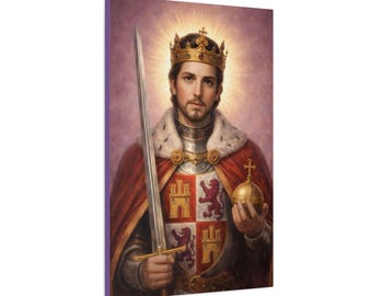 Lienzo de San Fernando III de Castilla Arte del Rey Católico Retrato del Sagrado Monarca