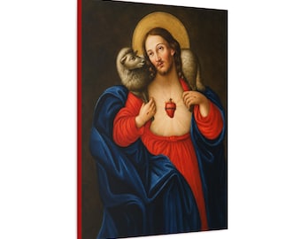 Sacred Heart of Jesus Good Shepherd Canvas - Najswietsze Serce Jezusa z Milejczyc Catholic Art