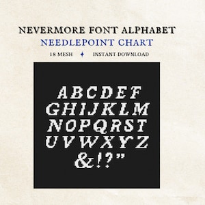 Alphabet Font for DIY Needlepoint and Cross Stitch | Digital Needlepoint Chart
