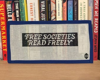 Free Societies Read Freely Bookmark | Hand-painted Needlepoint Canvas | 18 mesh