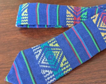 Blue Striped Necktie - Made in Guatemala from Traditional Fabric
