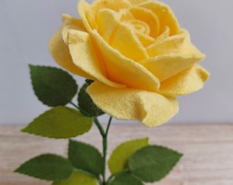 Yellow Felt Rose Flower Stem, Arrangement
