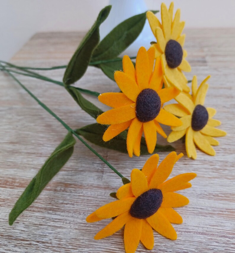 Felt Blackeyed Susan Single Flower Stem, Native Wildflower afbeelding 4