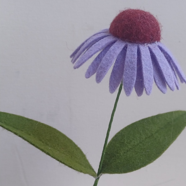 One Purple Felt Cone Flower, Echinacea Flower Stem