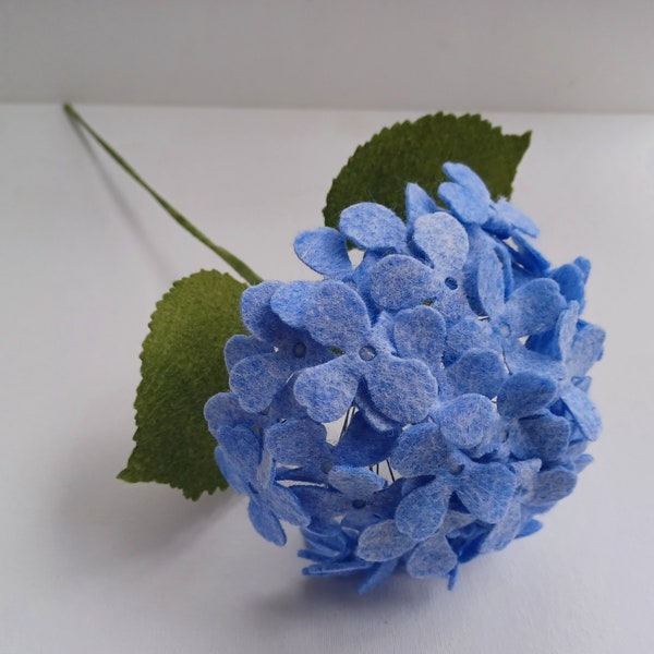 Blue Felt Hydrangea, 5 inch Diameter Flower, Single Stem