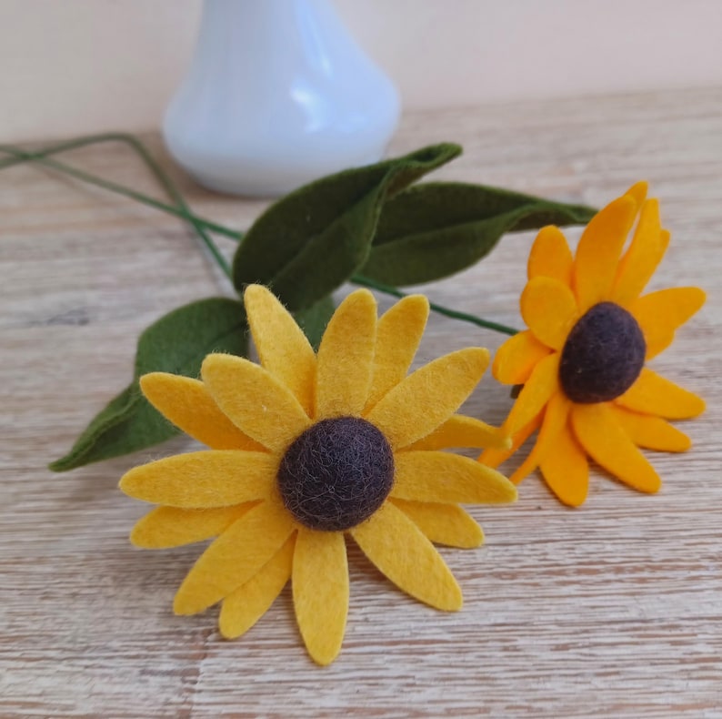 Felt Blackeyed Susan Single Flower Stem, Native Wildflower afbeelding 1