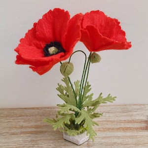 Red Felt Flanders Poppies Arrangement