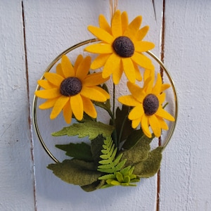 Yellow Gold Felt Blackeyed Susans Mini Modern Wreath