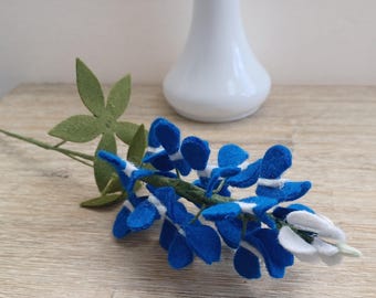 Felt Bluebonnet Wildflower,  Single Flower Stem