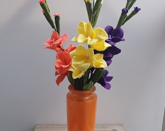 Felt Gladiolus Single Flower Stem, Purple, Yellow, Coral