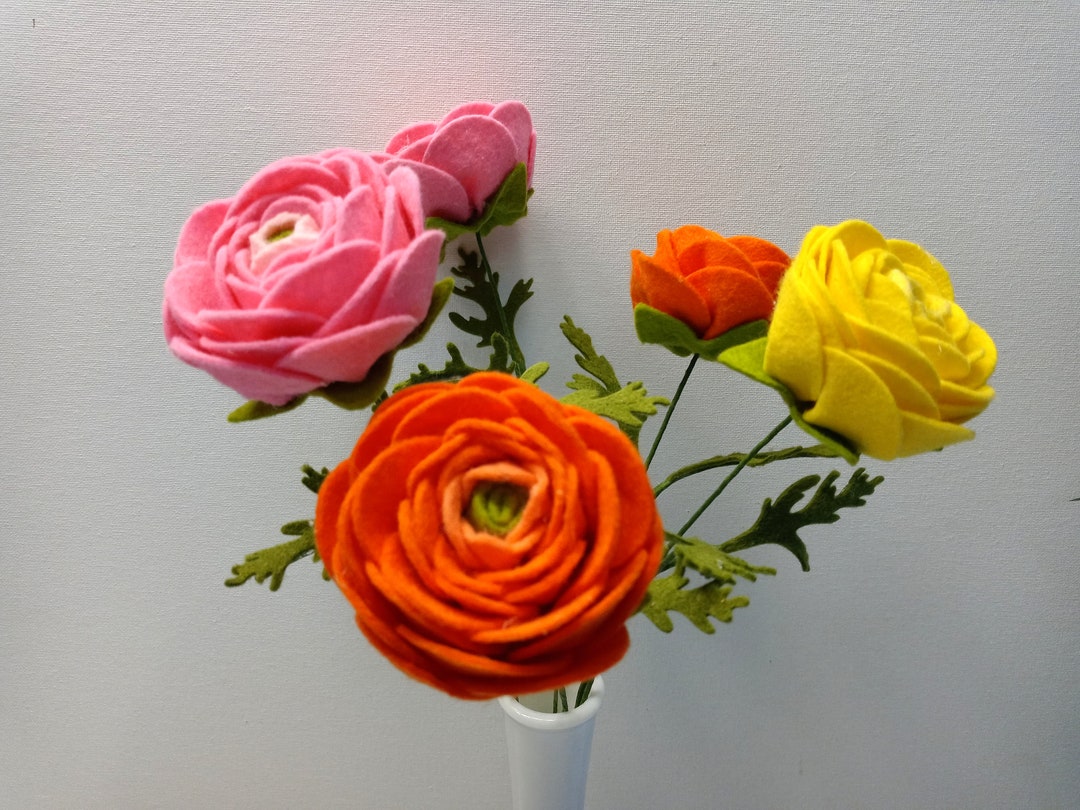 Felt Ranunculus Flower Stem Etsy