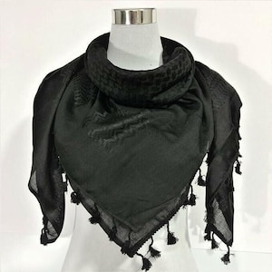 Schwarzer palästinensischer Keffiyeh Schal: Original Arafat Hatta, 100% Baumwolle