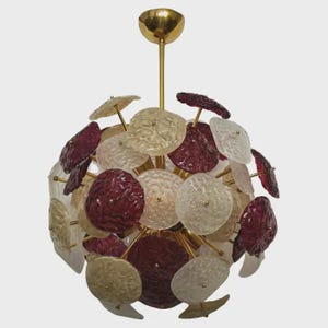 Murano Sputnik Art Glass Purple and Cream Color Chandelier and Pendant, 2025