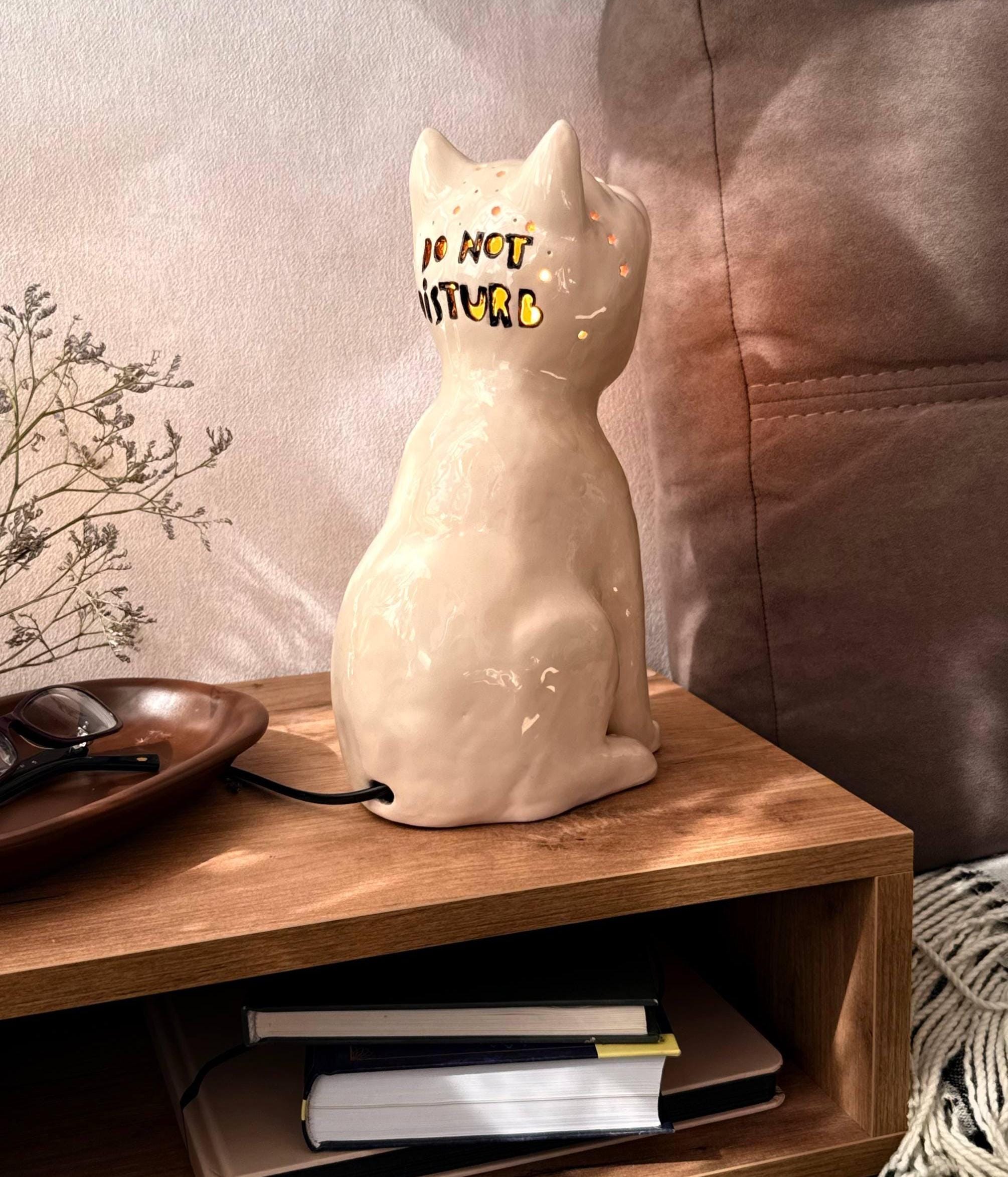 手作り陶器製猫ランプ：猫好きのための心地よいナイトライト - Etsy 日本