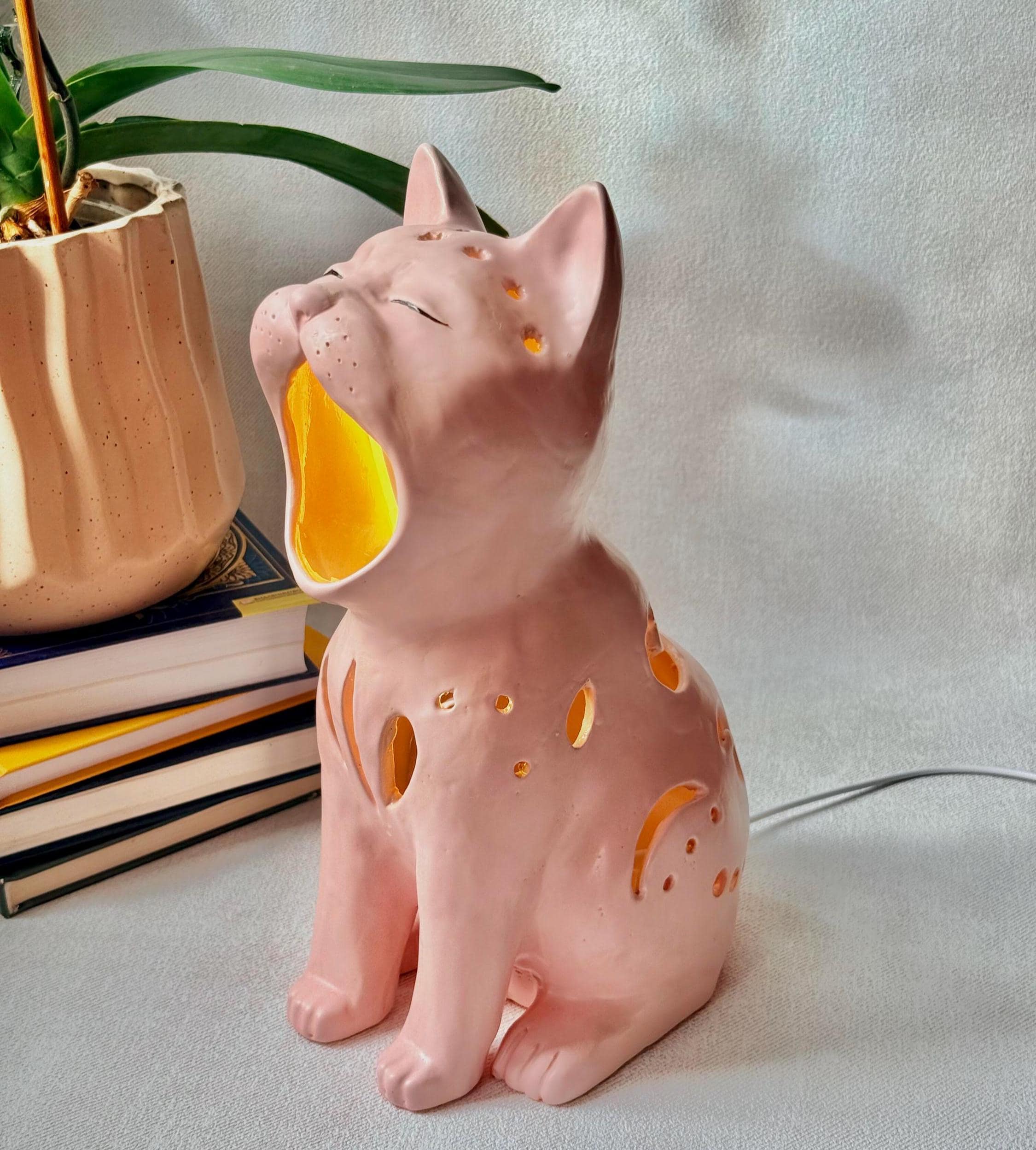 手作り陶器製猫ランプ：猫好きのための心地よいナイトライト - Etsy 日本