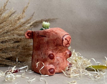 Capibara-cactusplanter – keramische pot voor planten, grappig capibaracadeau, lichtbruin woondecoratie