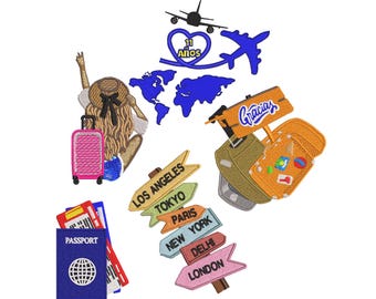 World Travel Embroidery Design Bundle (Digital Stitch File)