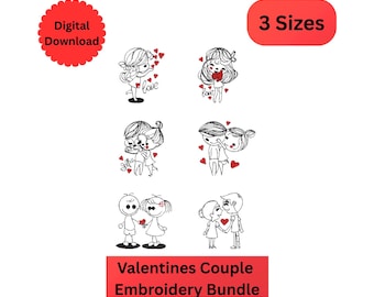 Love Embroidery Designs 3 Sizes, Valentines Embroidery Design, Couple Embroidery, Romantic Design, Girlfriend, Boyfriend - Instant Download
