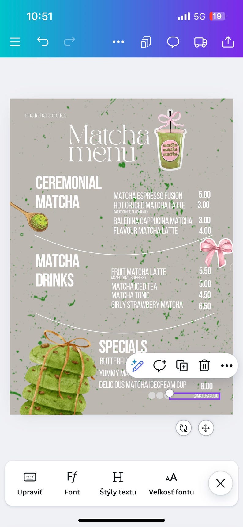 Editable Matcha Menu Template – Boho Cafe Menu, Printable Matcha Drink ...